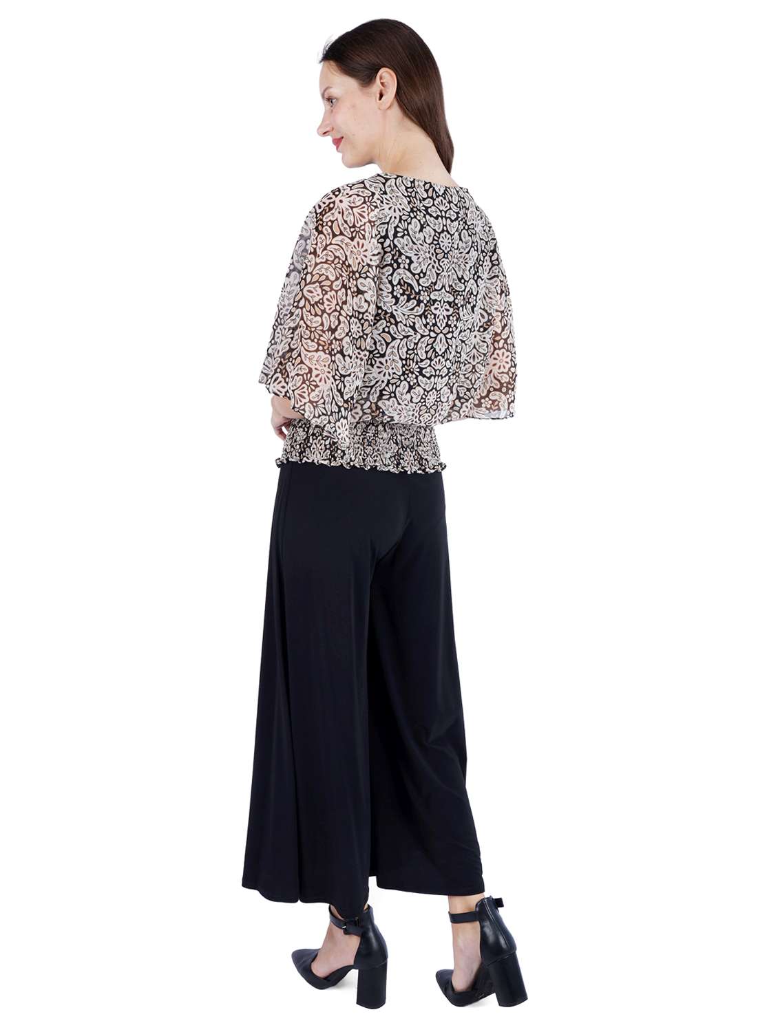 women printed bell sleeve blouson top - 22181476 -  Standard Image - 2