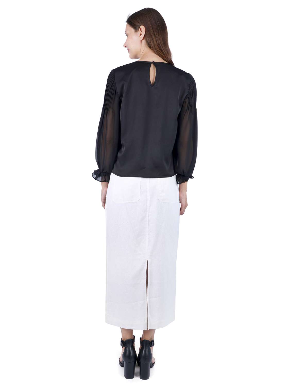 women black solid laced regular top - 22181479 -  Standard Image - 2