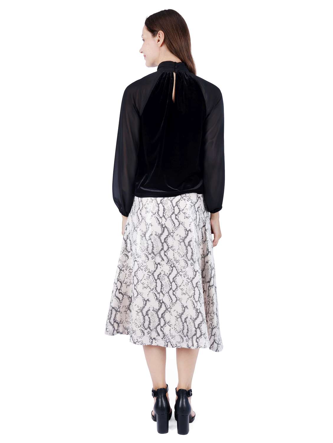 women black solid puff sleeve regular top - 22181480 -  Standard Image - 2