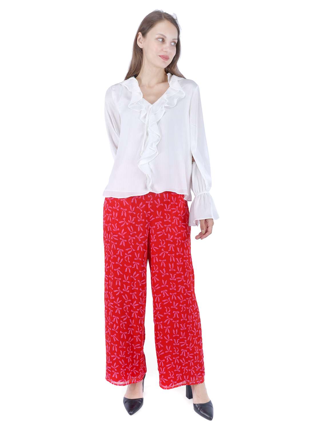 women white solid long sleeve regular top