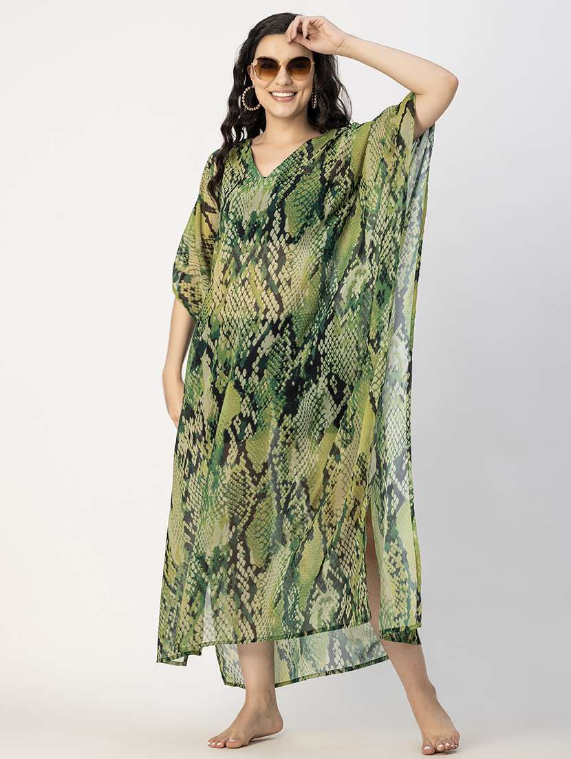 women printed cover up kaftan dress