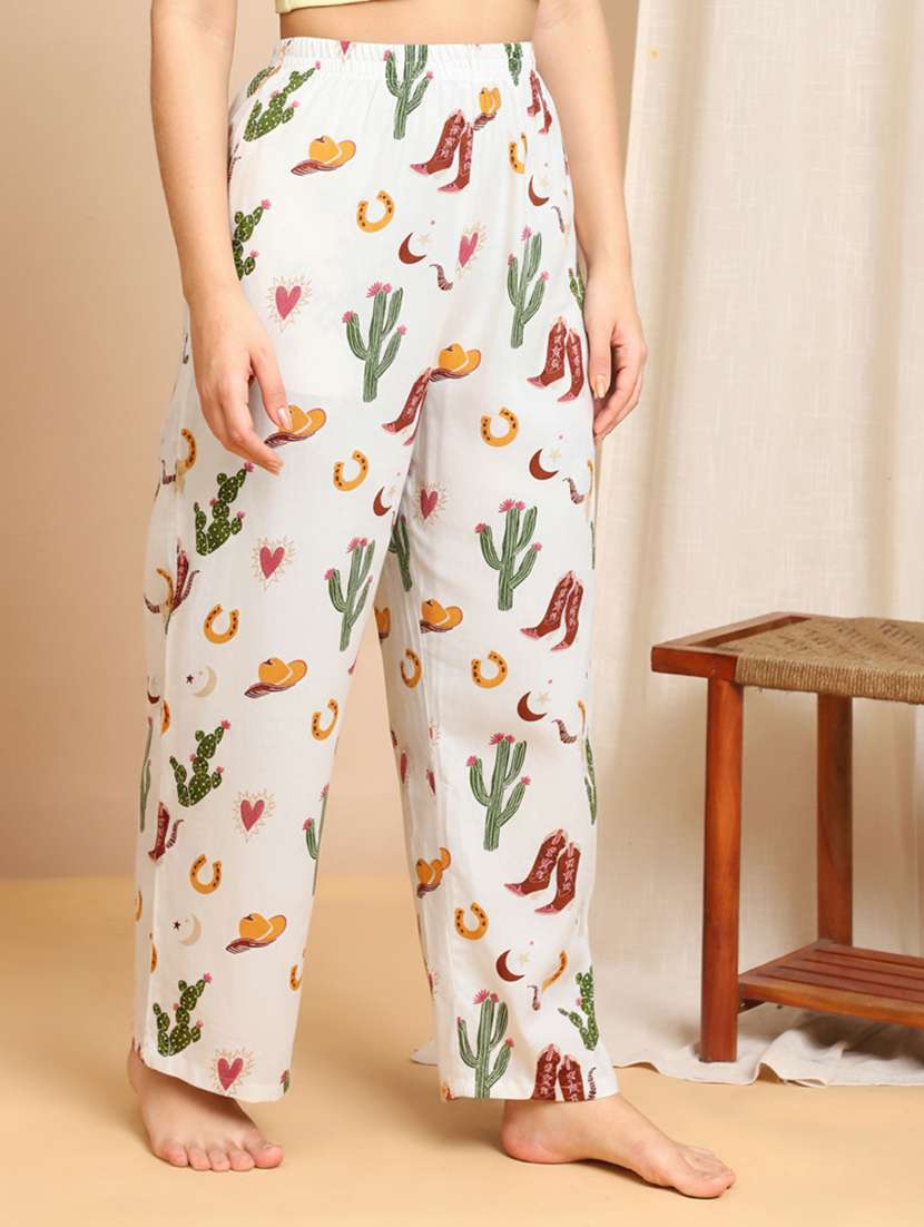 women printed mid rise pajama