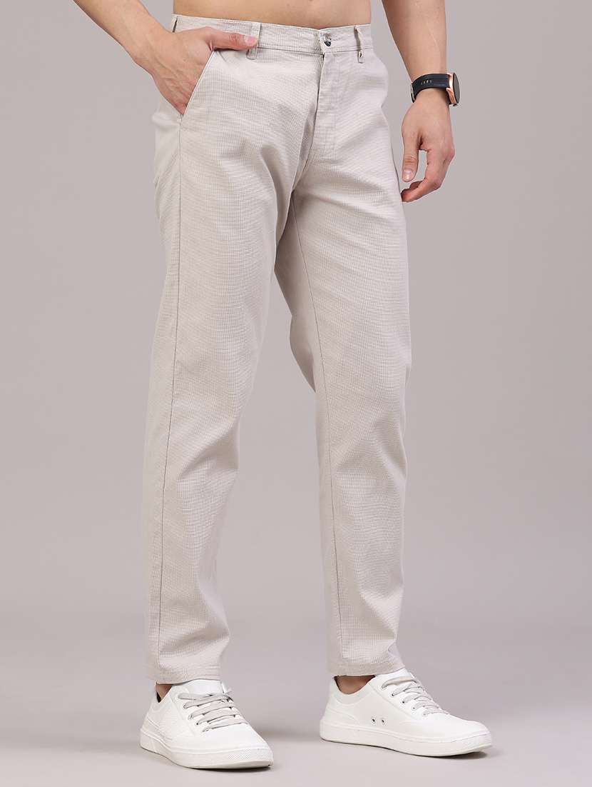 men textured mid rise chinos casual trouser - 22181630 -  Standard Image - 2