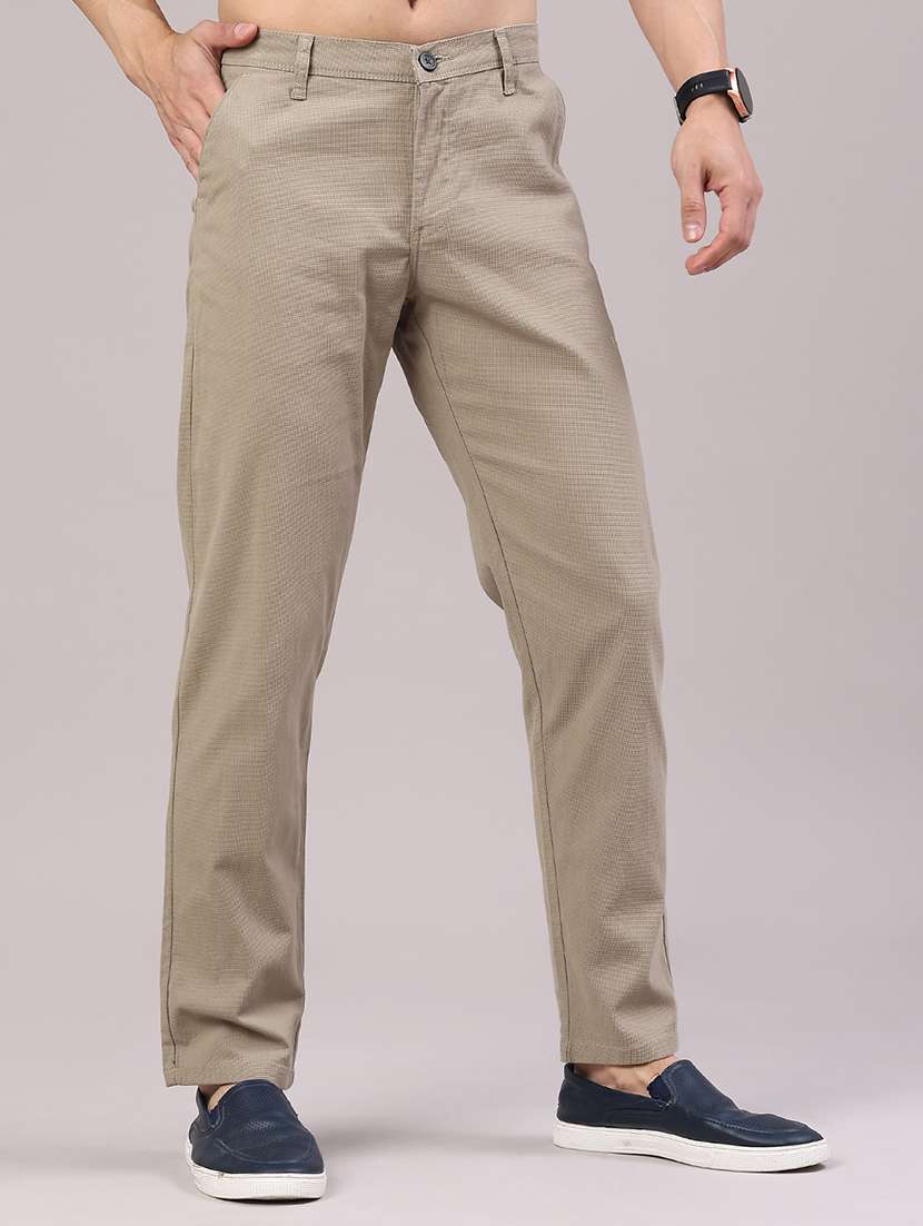 men textured mid rise chinos casual trouser - 22181661 -  Standard Image - 2