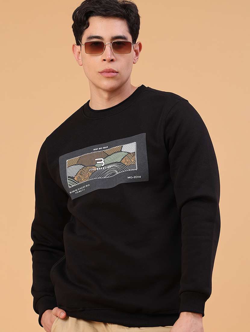 men printed long sleeve regular fit sweatshirt