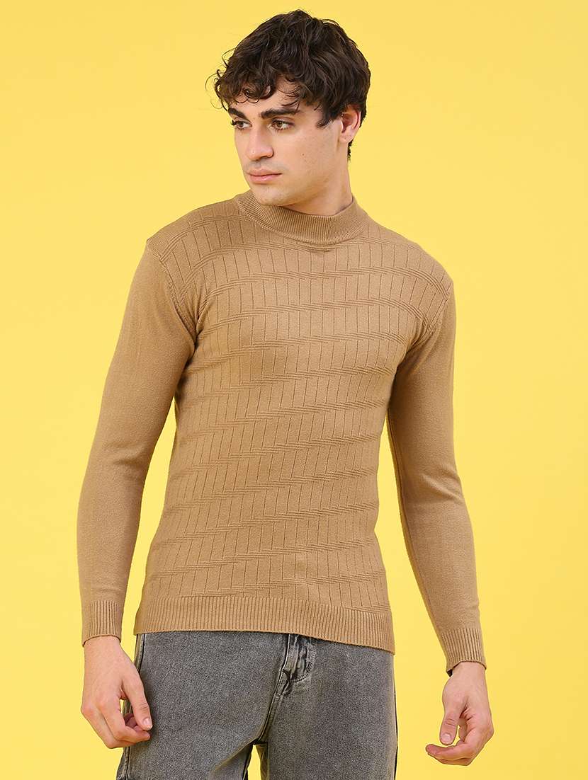 men solid mock neck long sleeve pullover - 22181818 -  Standard Image - 2
