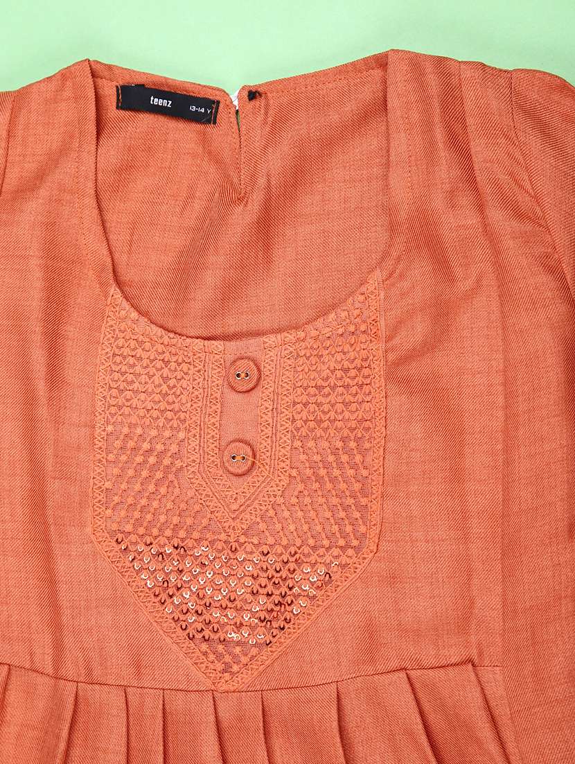 girls solid with work bell quarter sleeve top - 22181852 -  Standard Image - 2