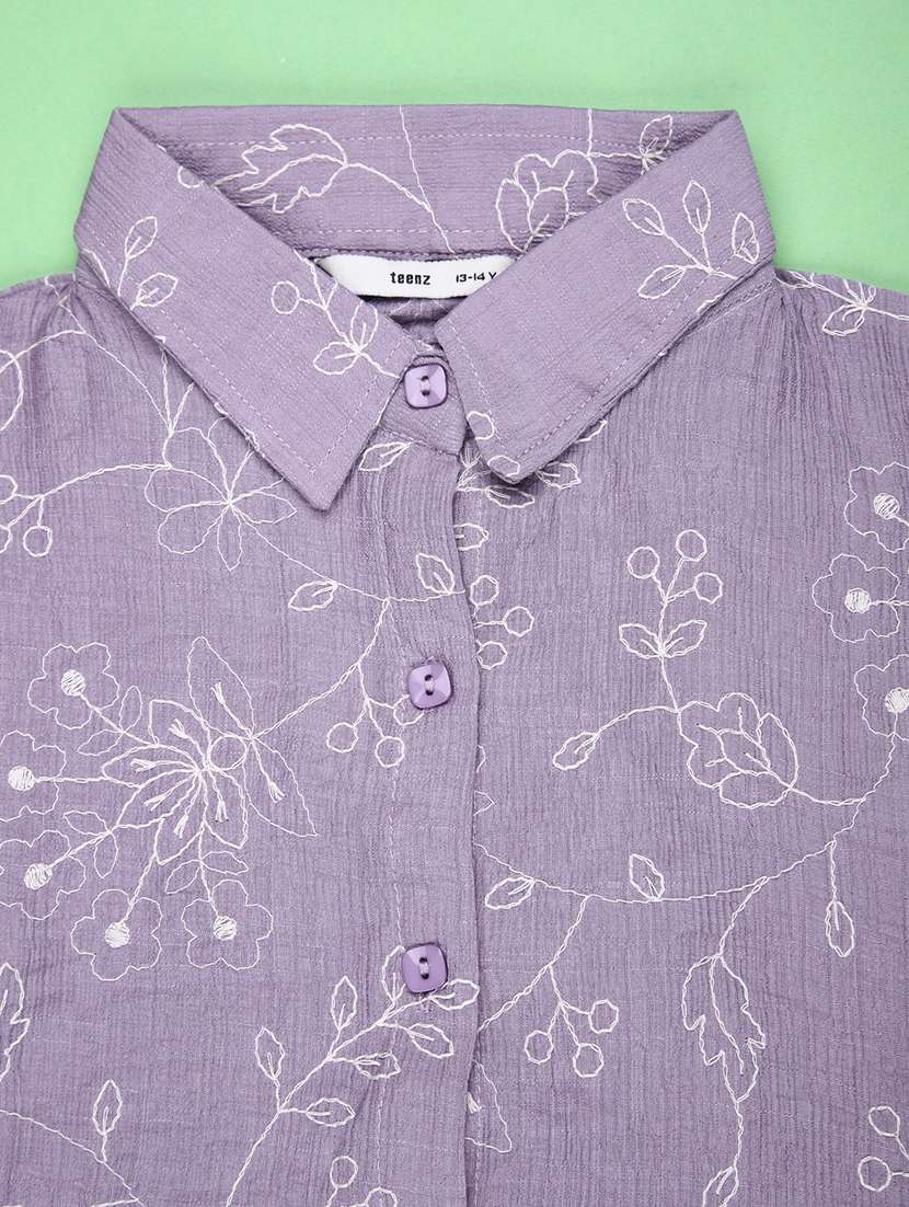 girls solid with work three quarter quarter sleeve top - 22181854 -  Standard Image - 2