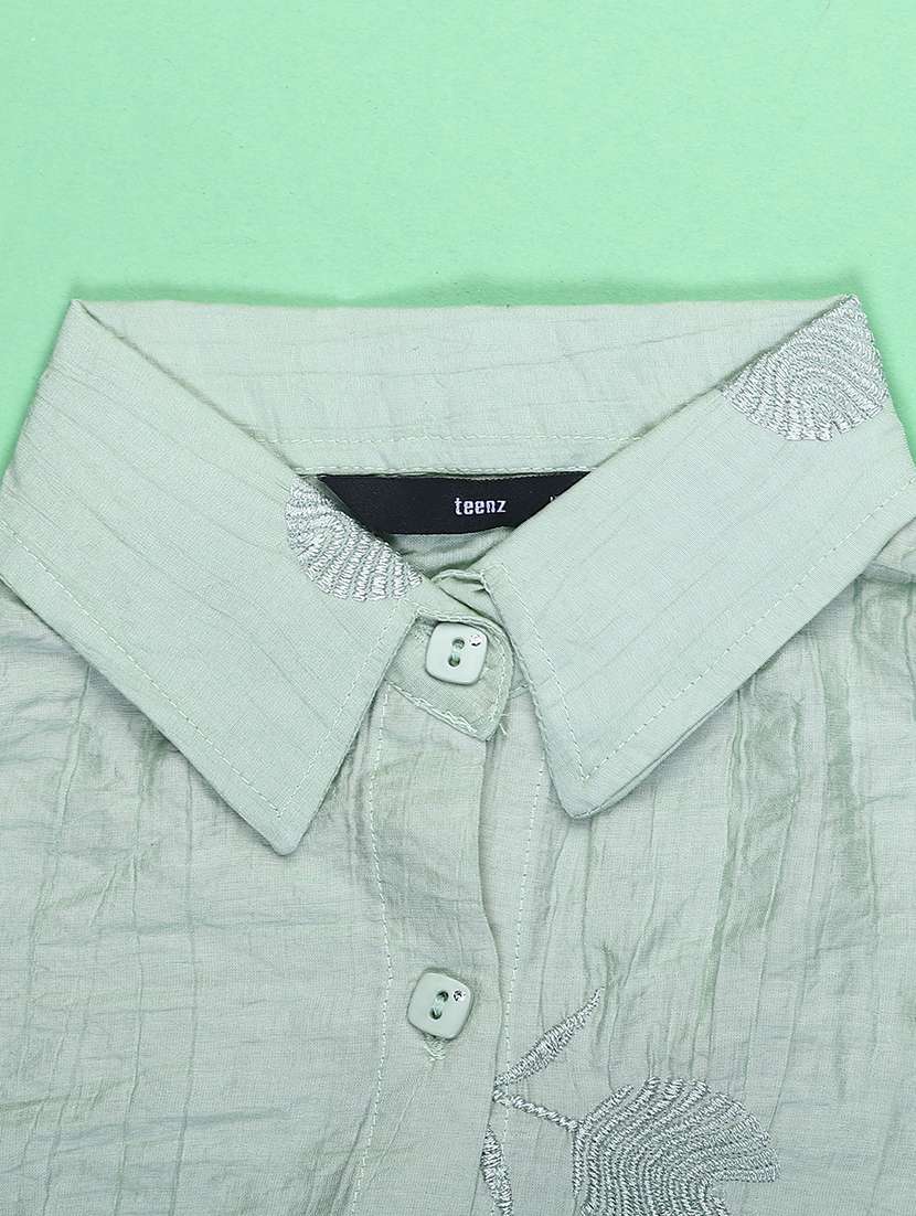 girls solid with work three quarter quarter sleeve top - 22181856 -  Standard Image - 2