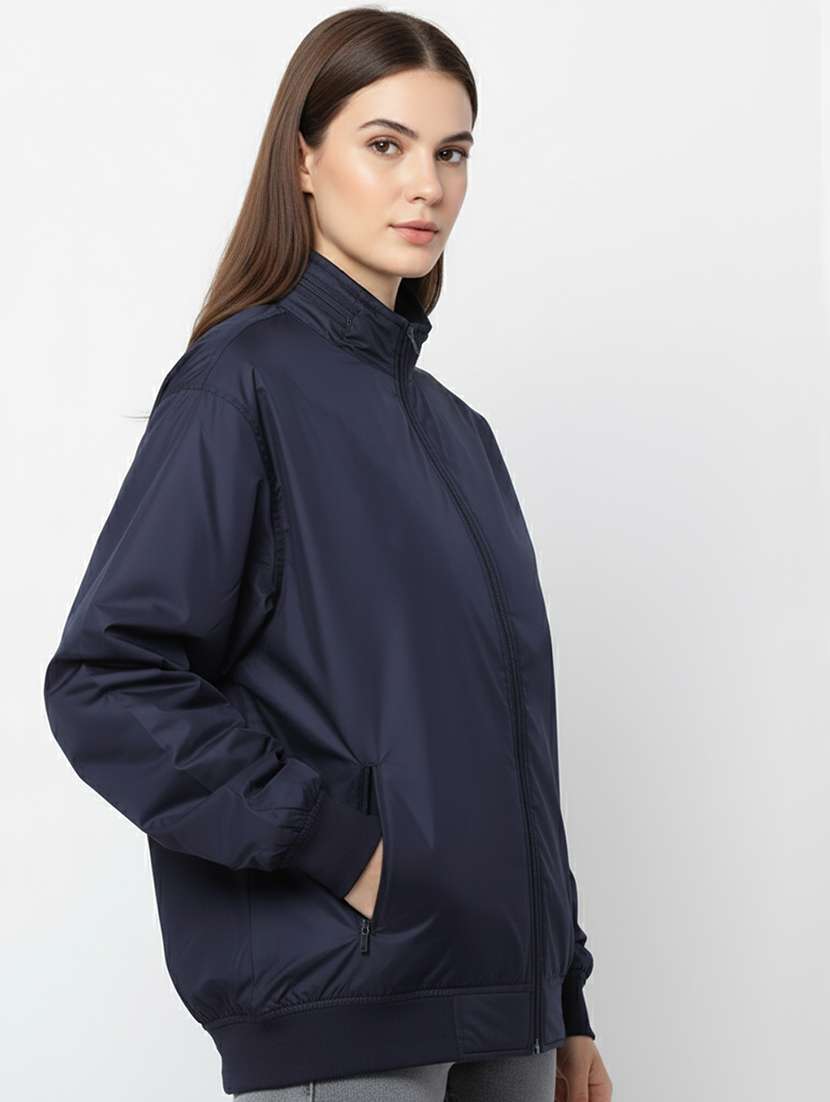 women solid long sleeve bomber jacket - 22182065 -  Standard Image - 2