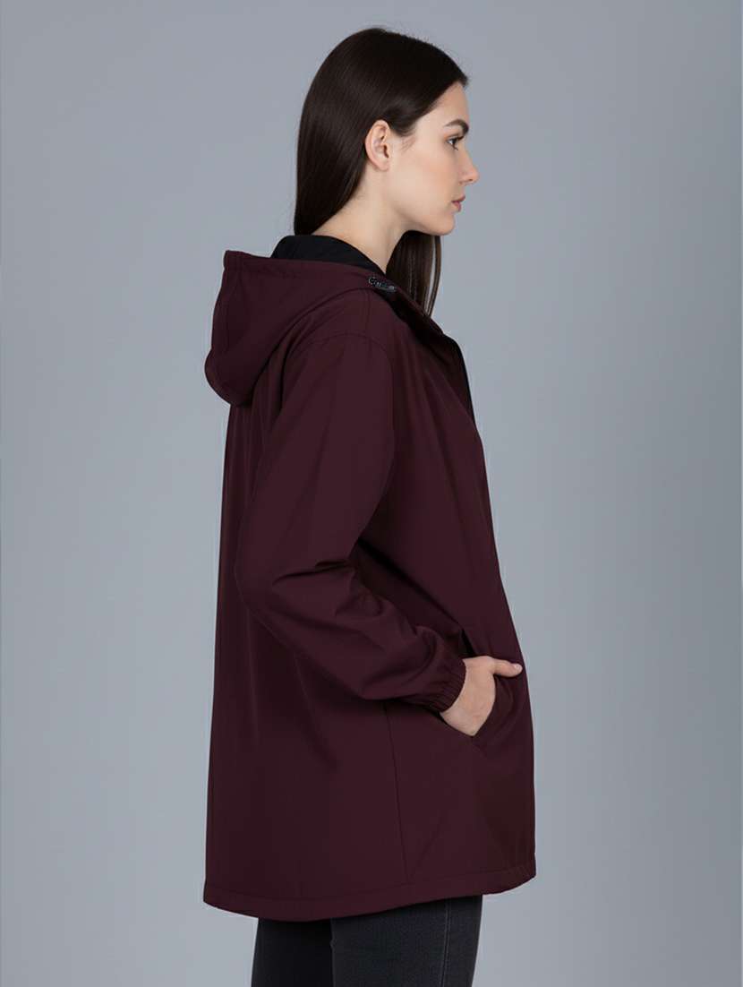 women solid long sleeve hooded windcheater jacket - 22182070 -  Standard Image - 2