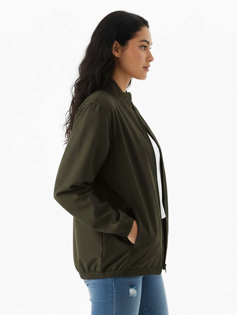 women solid long sleeve bomber jacket - 22182089 -  Standard Image - 2