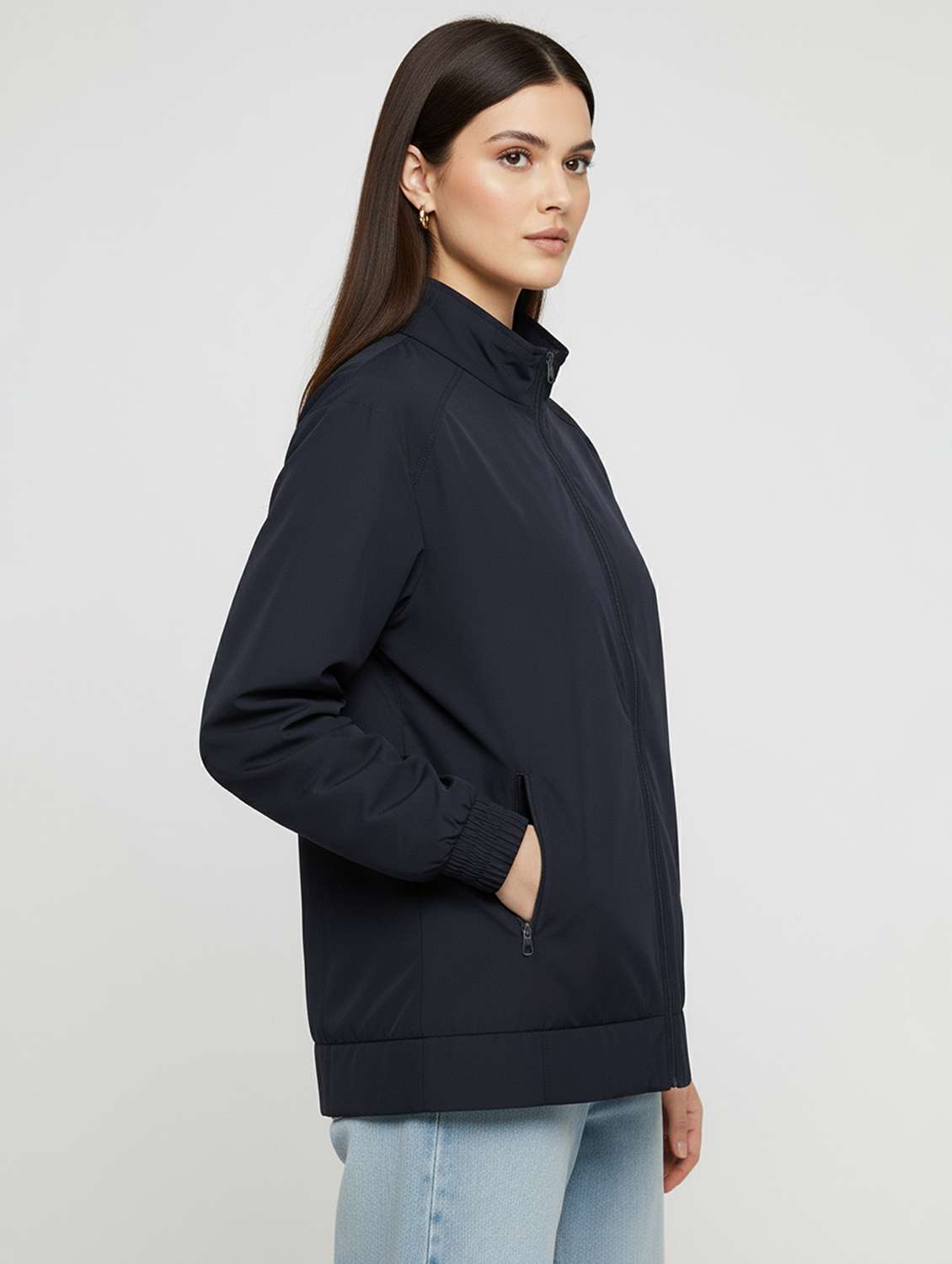 women solid long sleeve bomber jacket - 22182097 -  Standard Image - 2
