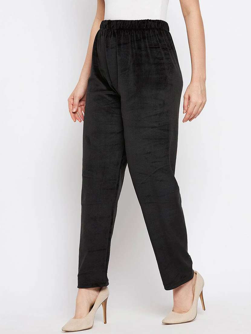 women solid velvet straight trouser - 22182128 -  Standard Image - 2