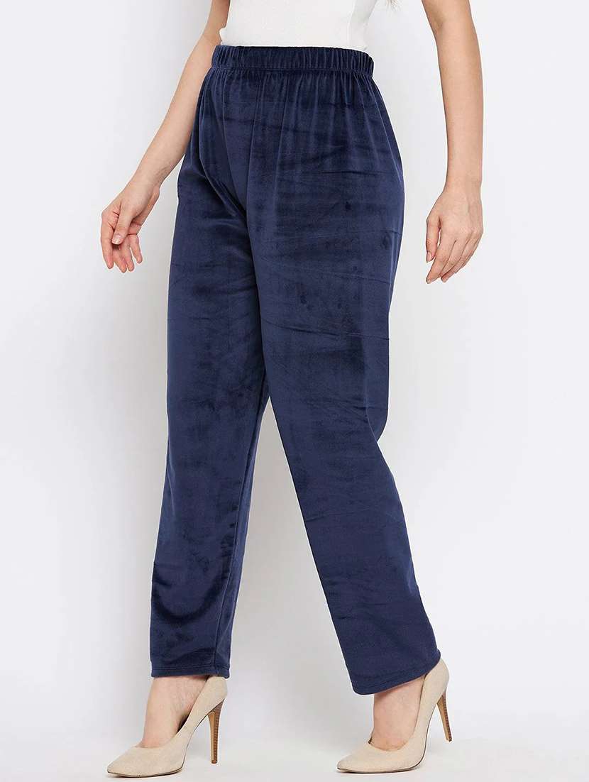 women solid velvet straight trouser - 22182130 -  Standard Image - 2