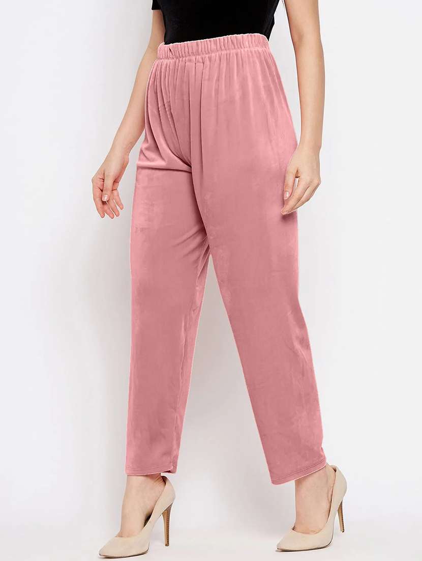 women solid velvet straight trouser - 22182131 -  Standard Image - 2