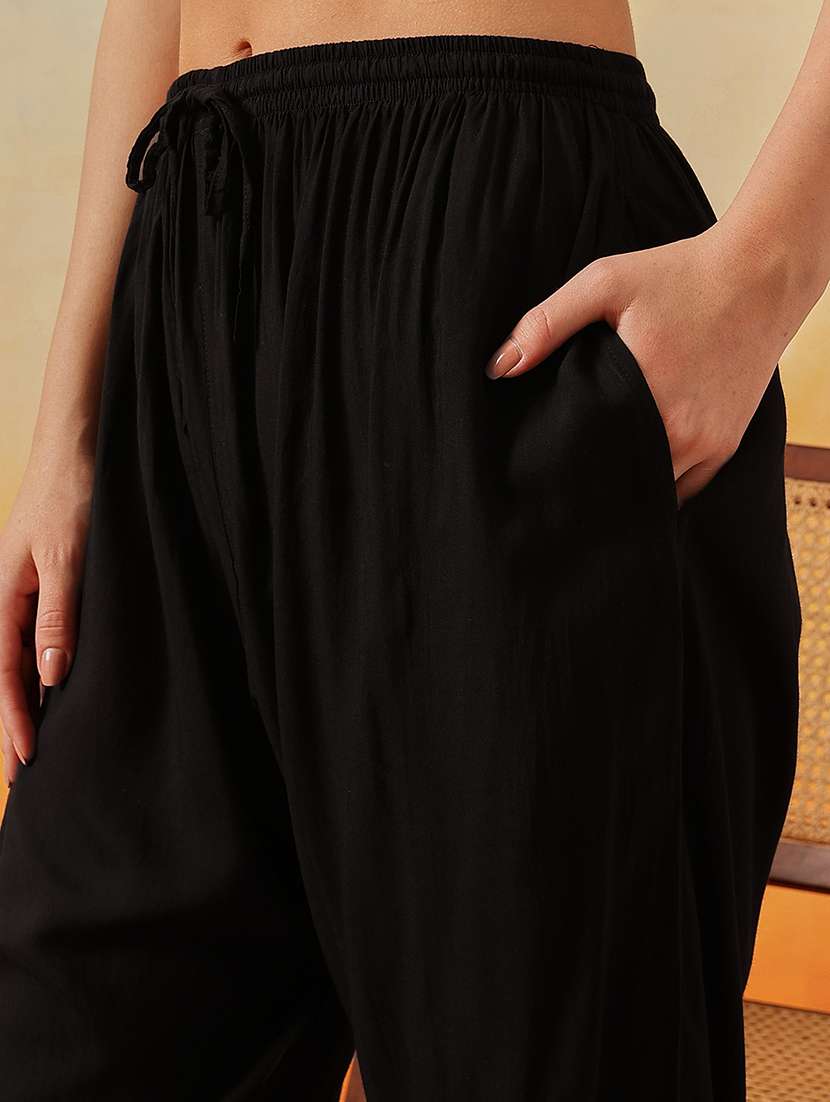 women solid with work long sleeve kurta pant set - 22182145 -  Standard Image - 7