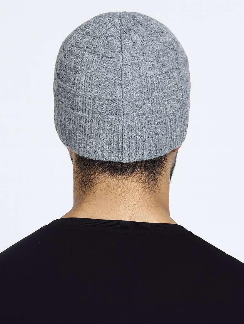 men self design winter woolen beanie cap - 22182150 -  Standard Image - 2