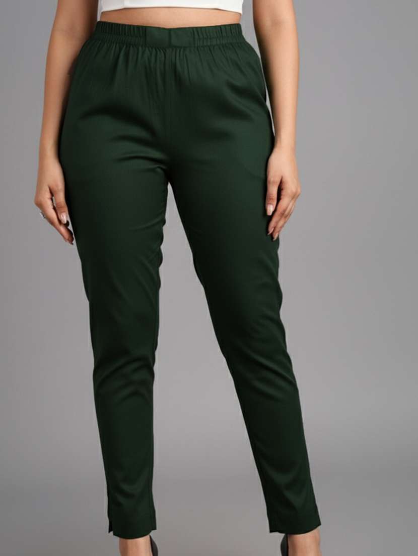 women solid mid rise straight trouser - 22182153 -  Standard Image - 2