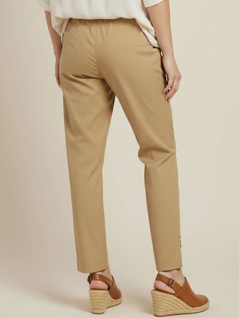 women solid mid rise straight fit pant - 22182154 -  Standard Image - 2