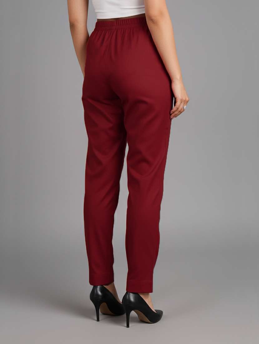 women solid mid rise tapered pant - 22182155 -  Standard Image - 2