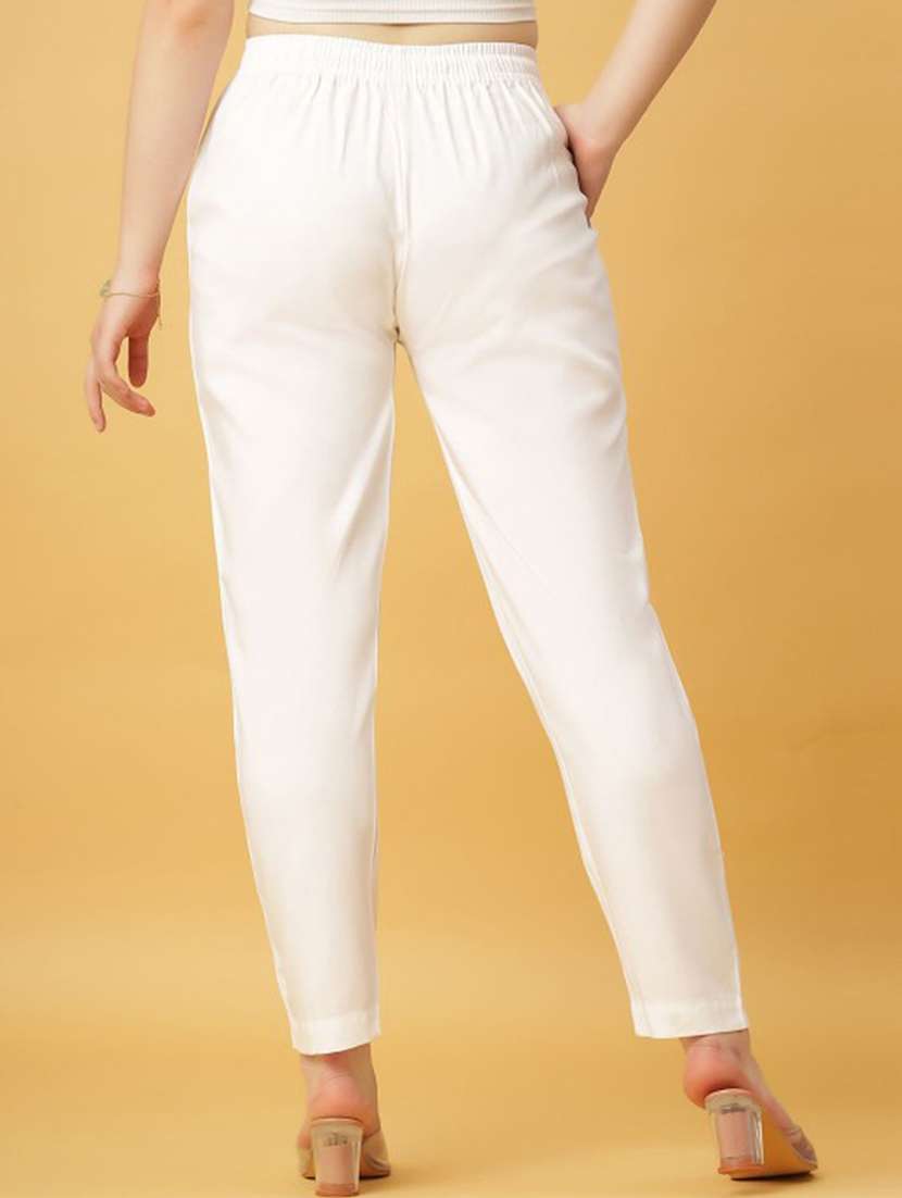 women solid mid rise tapered pant - 22182158 -  Standard Image - 2