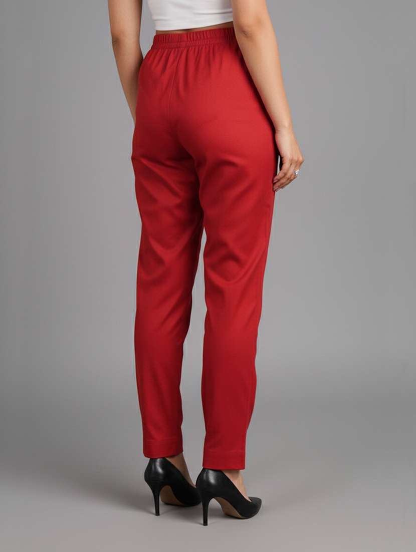 women solid mid rise tapered pant - 22182160 -  Standard Image - 2