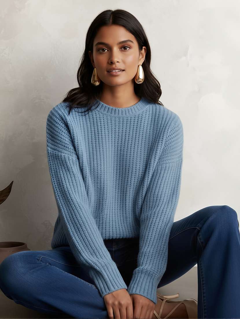 women solid long sleeve pullover - 22182162 -  Standard Image - 2