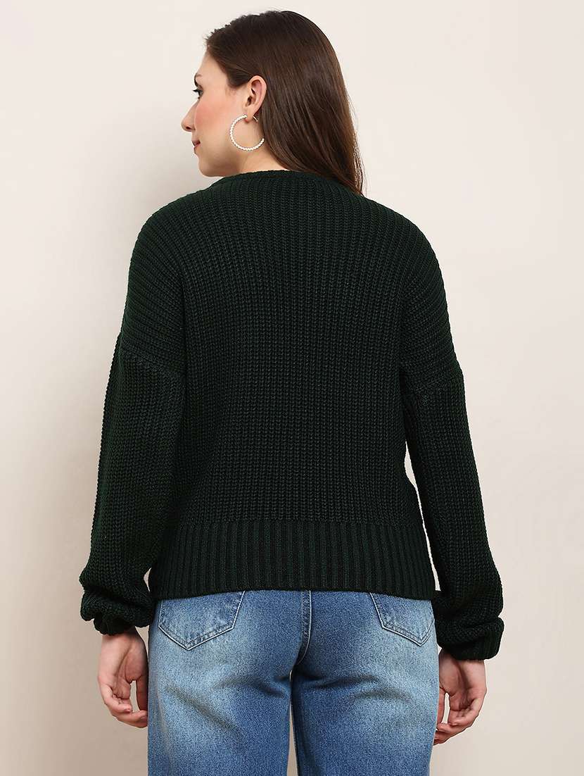 women solid long sleeve pullover - 22182184 -  Standard Image - 2