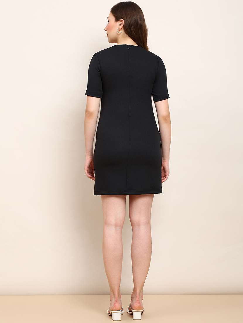 women solid short sleeve sheath dress - 22182197 -  Standard Image - 2