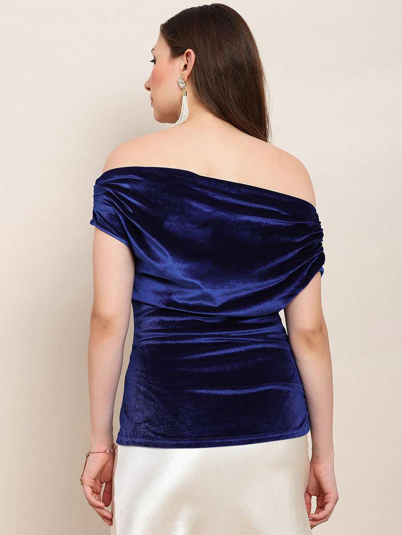 women solid off shoulder top - 22182212 -  Standard Image - 2