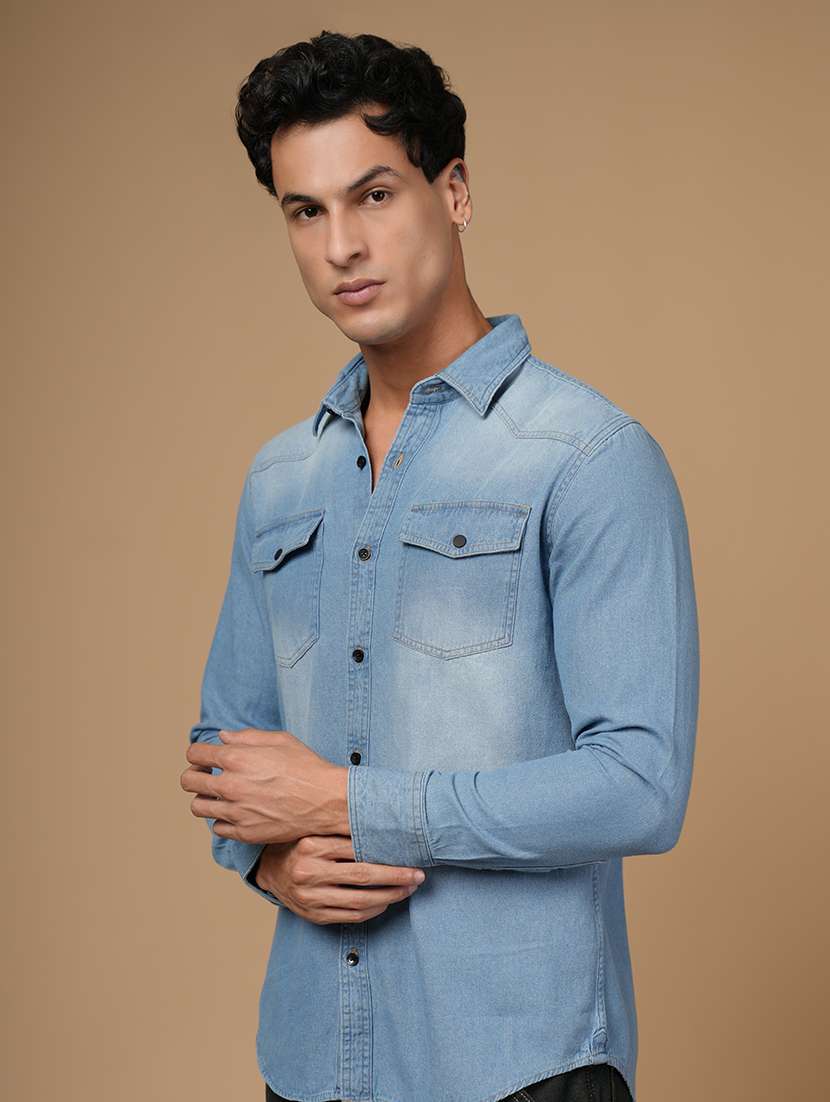 men solid long sleeve slim fit casual shirt - 22182232 -  Standard Image - 2