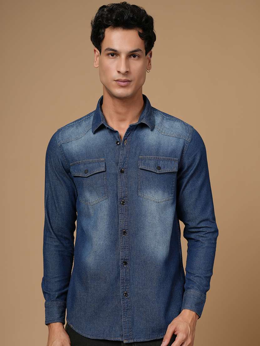 men solid long sleeve slim fit casual shirt