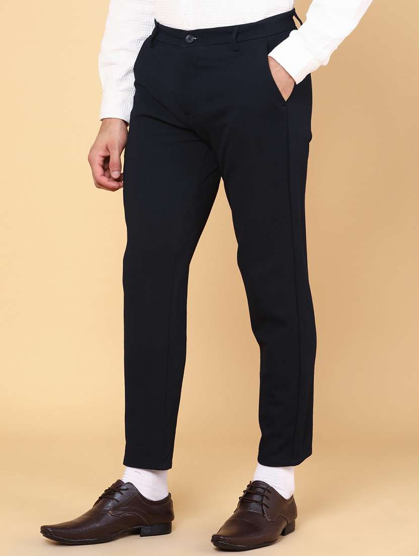 men navy blue cotton chinos casual trouser - 22182304 -  Standard Image - 2
