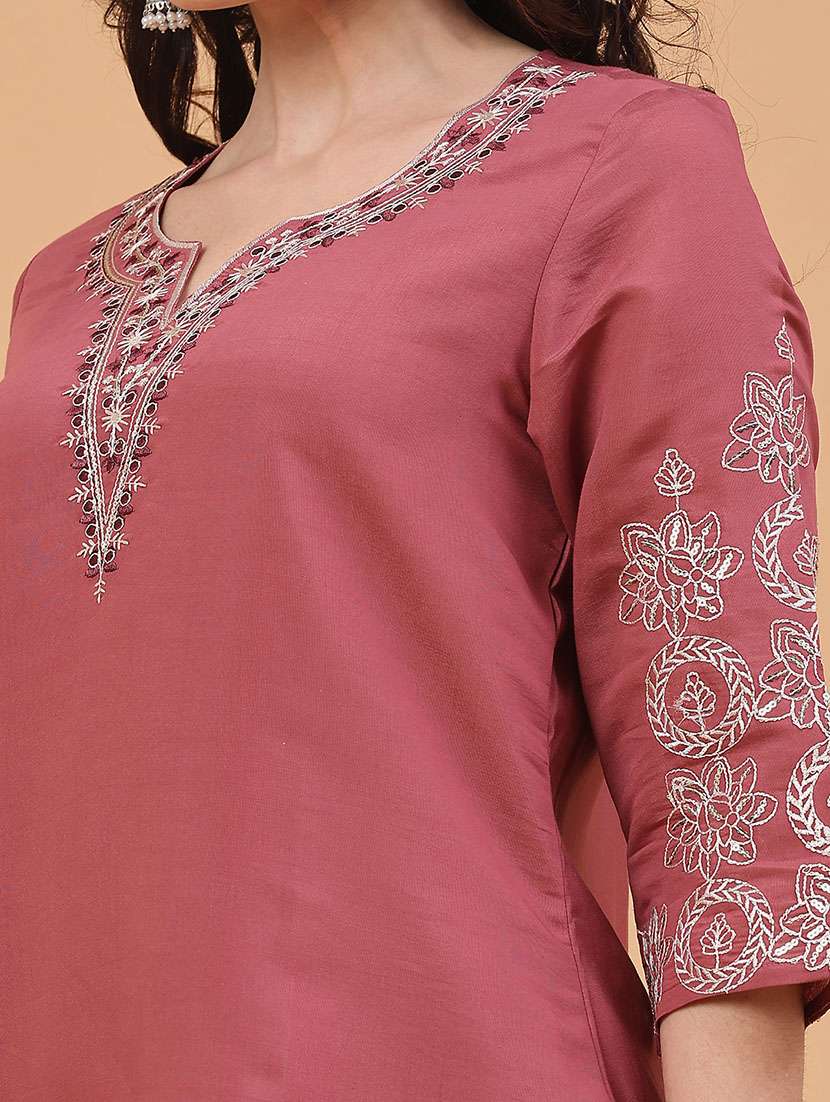 pink viscose kurta pant  set - 22182317 -  Standard Image - 2