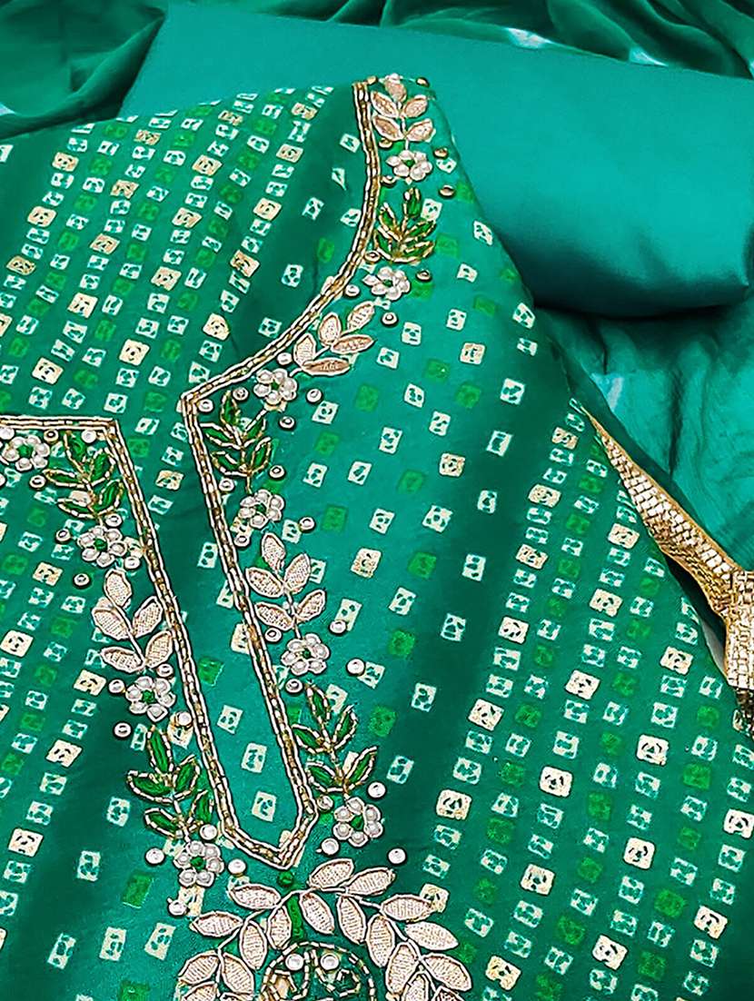 women bandhani printed embroidered unstitched suit set - 22182441 -  Standard Image - 2