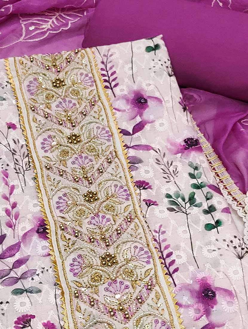women floral printed embellished unstitched suit set - 22182463 -  Standard Image - 2