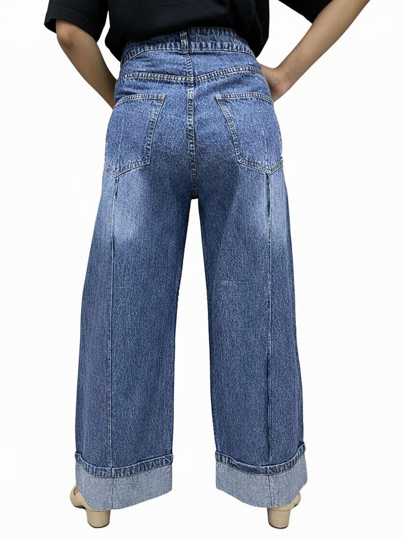 women solid mid rise wide leg jean - 22182570 -  Standard Image - 2