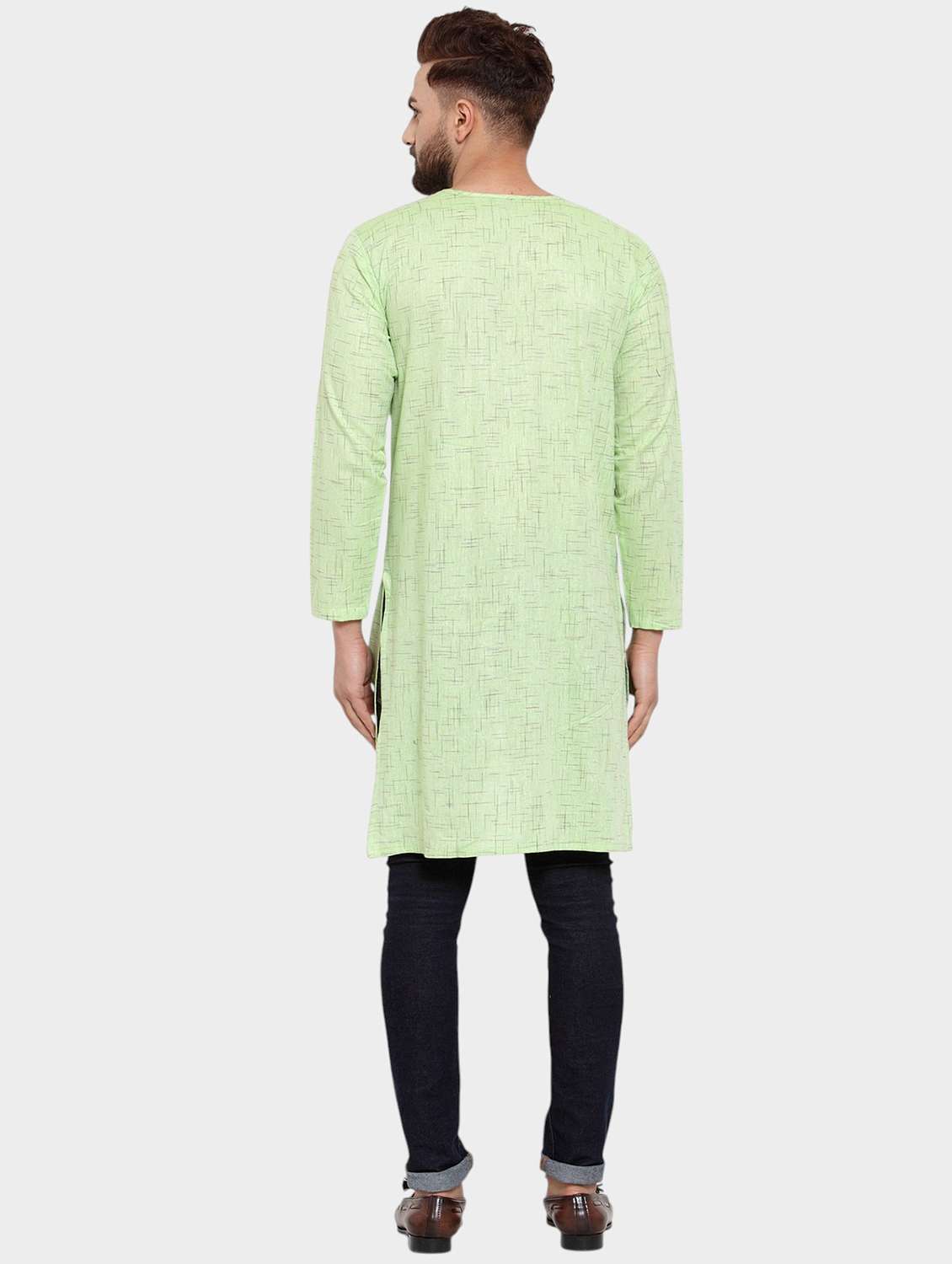 men self design long sleeve asymmetric kurta - 22182583 -  Standard Image - 2