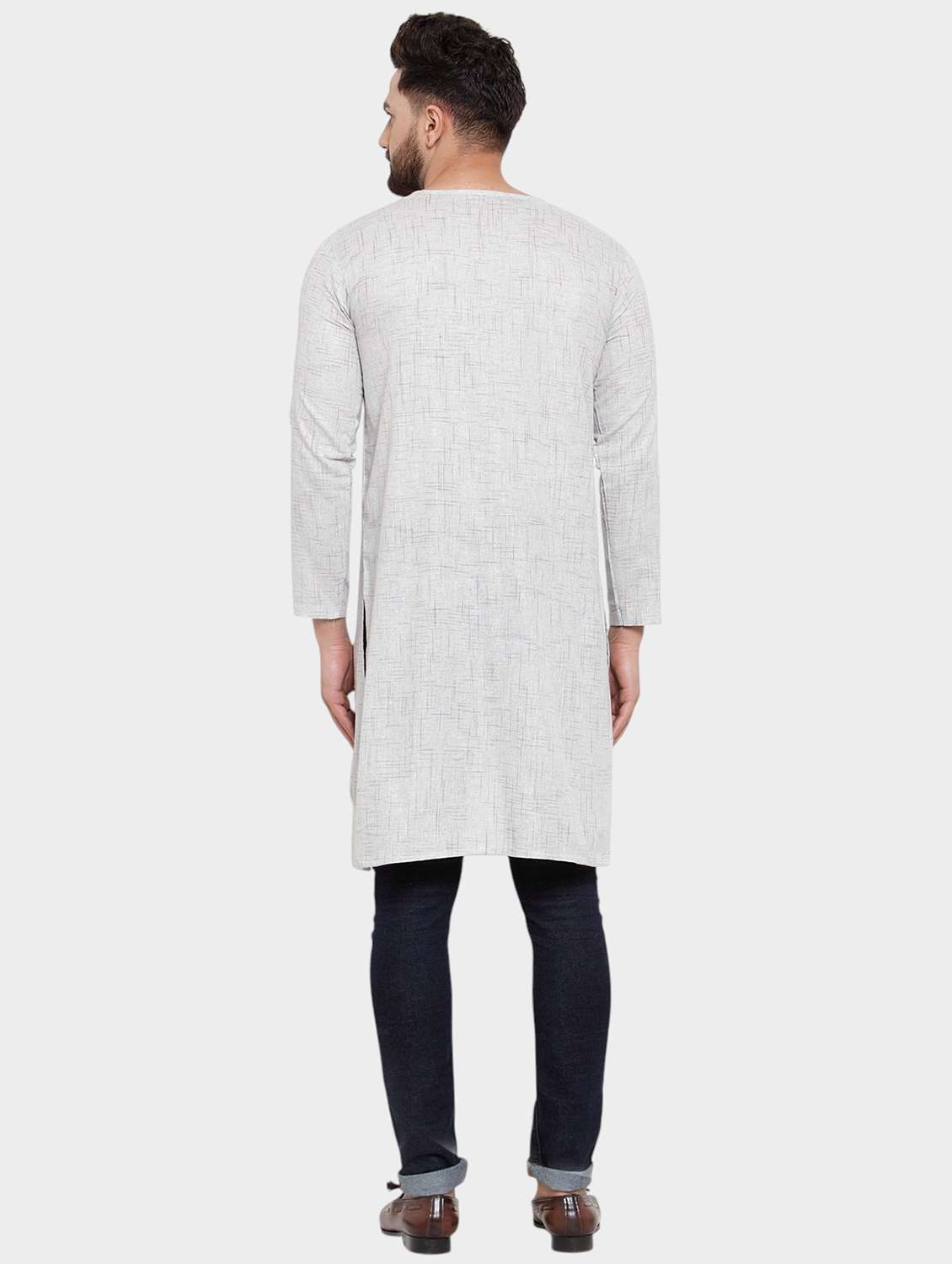 men self design long sleeve asymmetric kurta - 22182584 -  Standard Image - 2