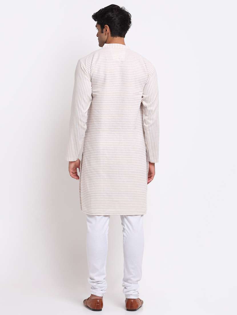 men striped mandarin neck long kurta - 22182592 -  Standard Image - 2