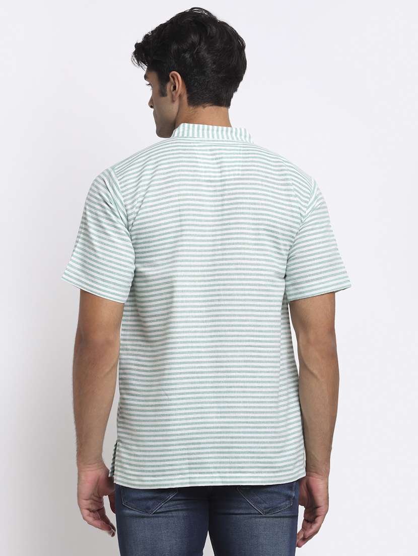 men striped mandarin neck short kurta - 22182595 -  Standard Image - 2