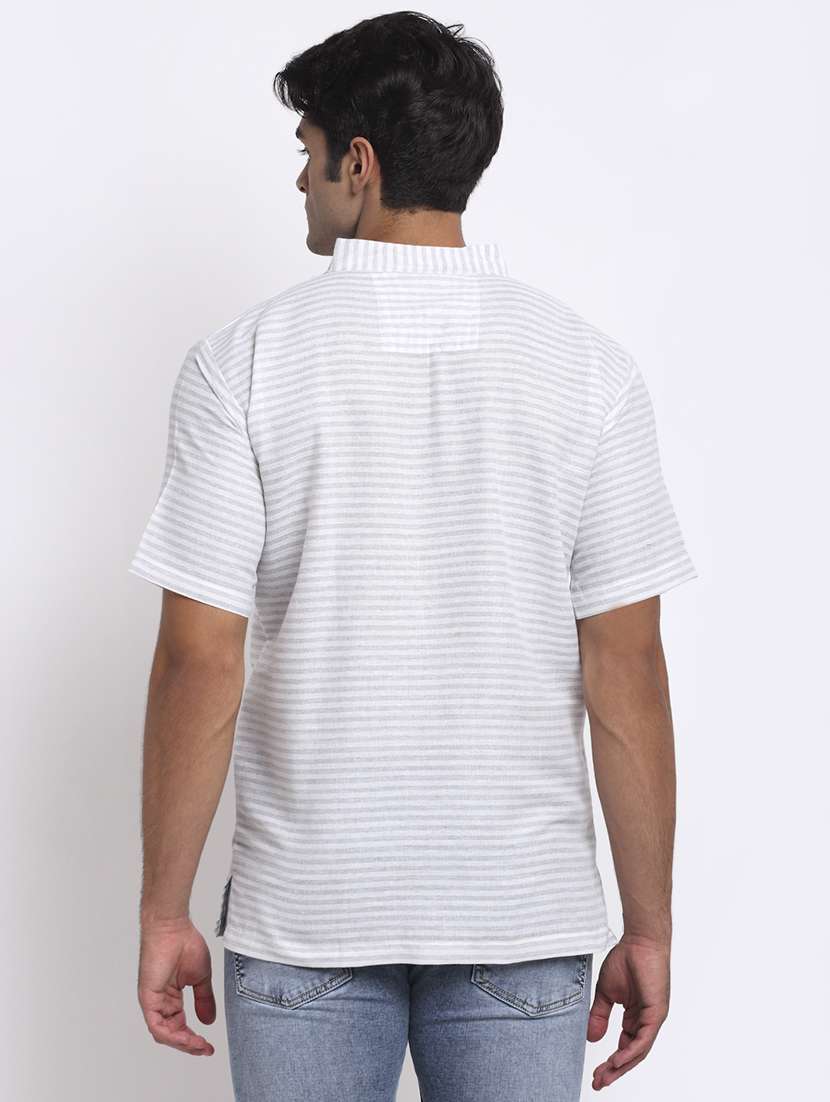 men striped mandarin neck short kurta - 22182597 -  Standard Image - 2