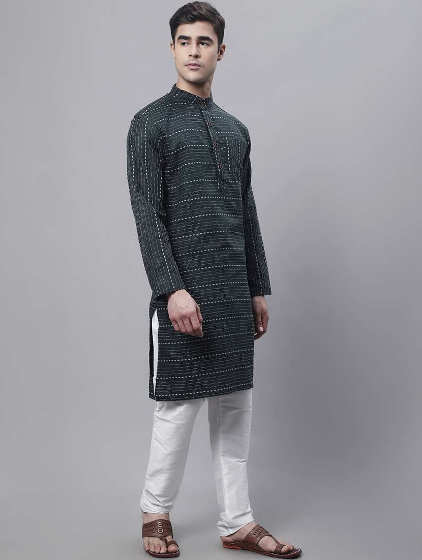 men self design mandarin neck long kurta - 22182600 -  Standard Image - 2