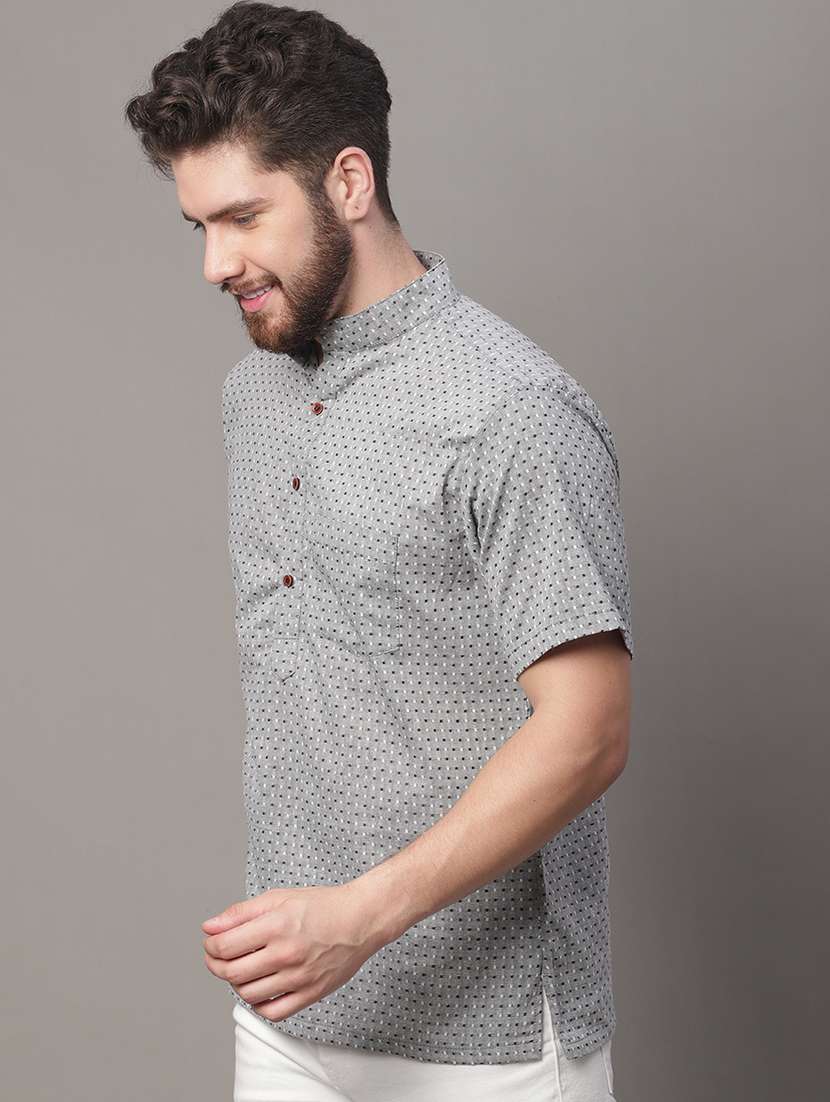 men self design mandarin neck short kurta - 22182609 -  Standard Image - 2