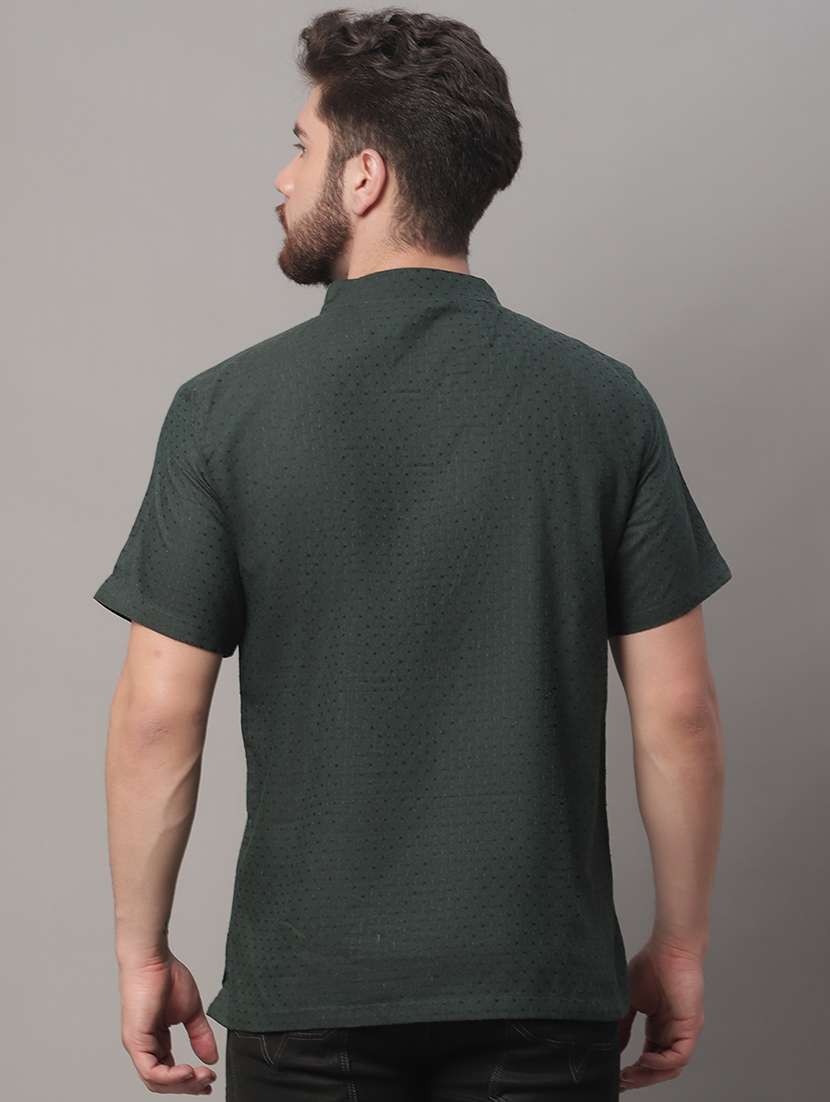 men self design mandarin neck short kurta - 22182611 -  Standard Image - 2