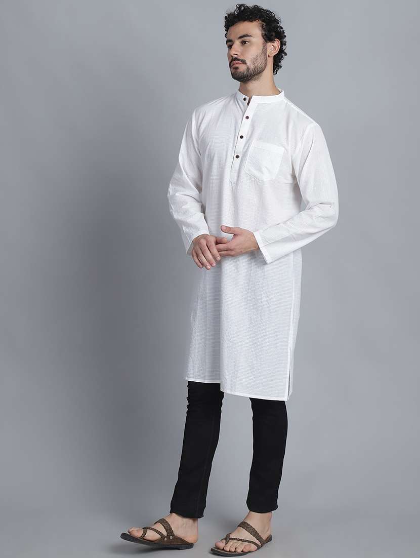 men striped mandarin neck long kurta - 22182628 -  Standard Image - 2