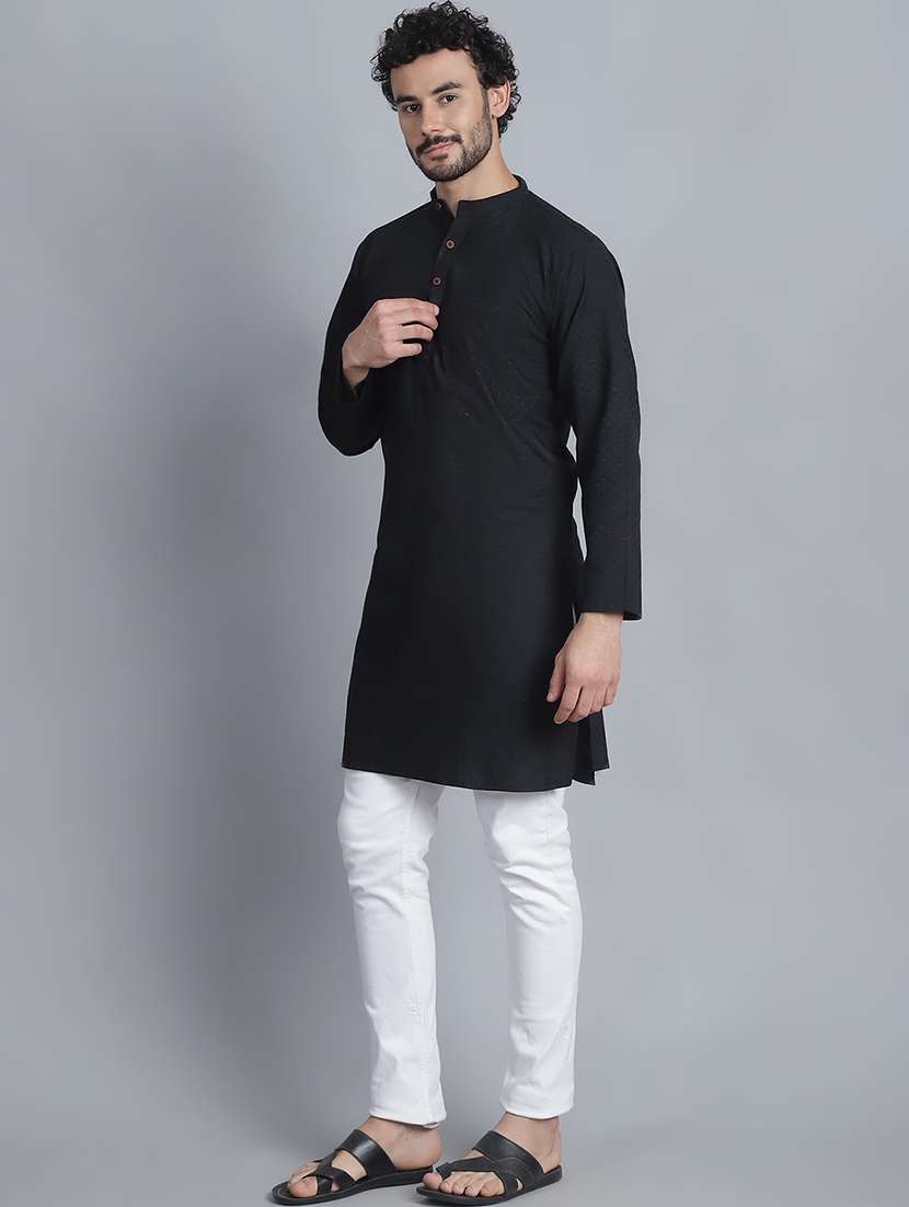 men self design mandarin neck long kurta - 22182630 -  Standard Image - 2