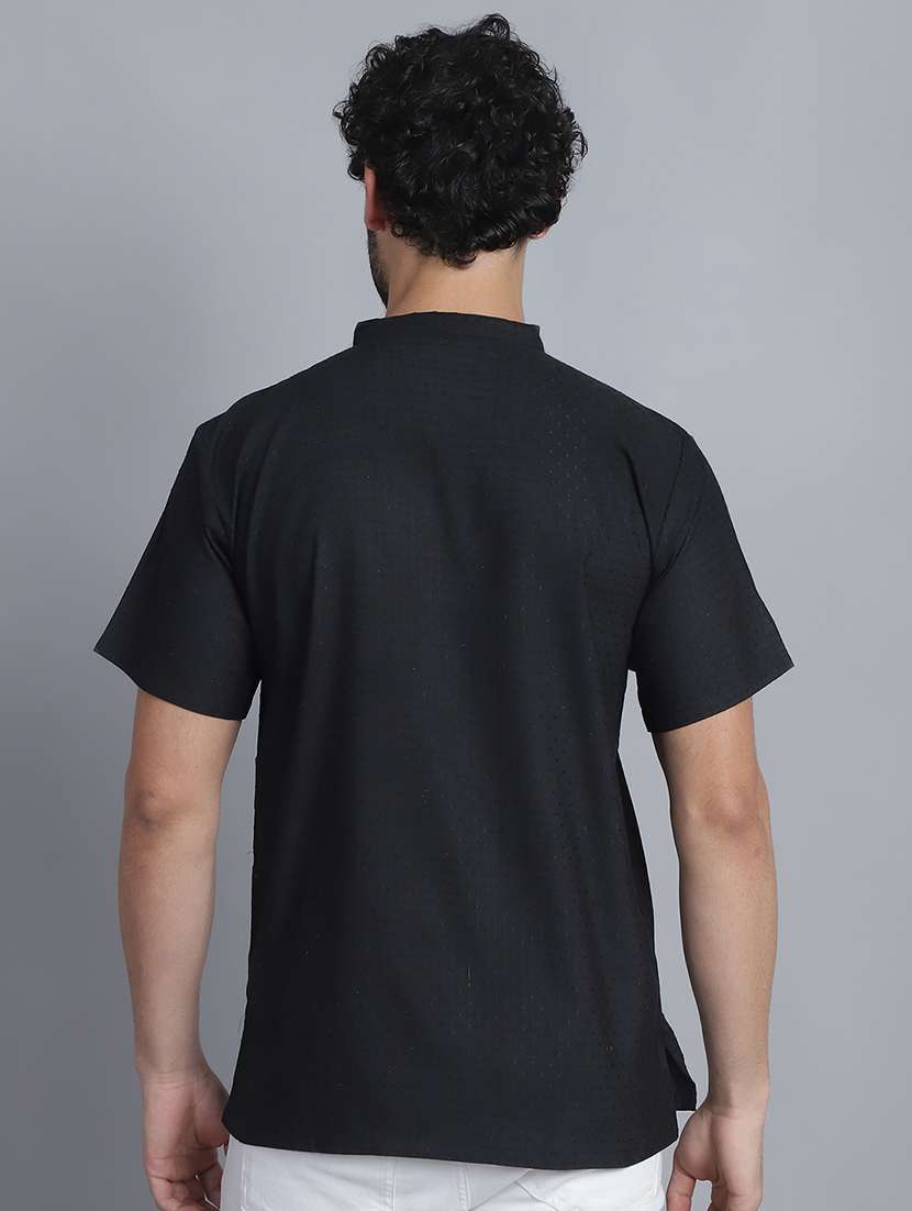 men self design mandarin neck short kurta - 22182631 -  Standard Image - 2