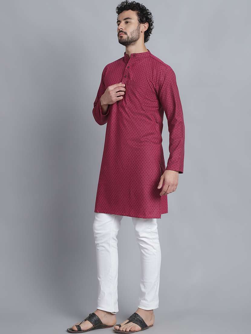 men self design mandarin neck long kurta - 22182634 -  Standard Image - 2